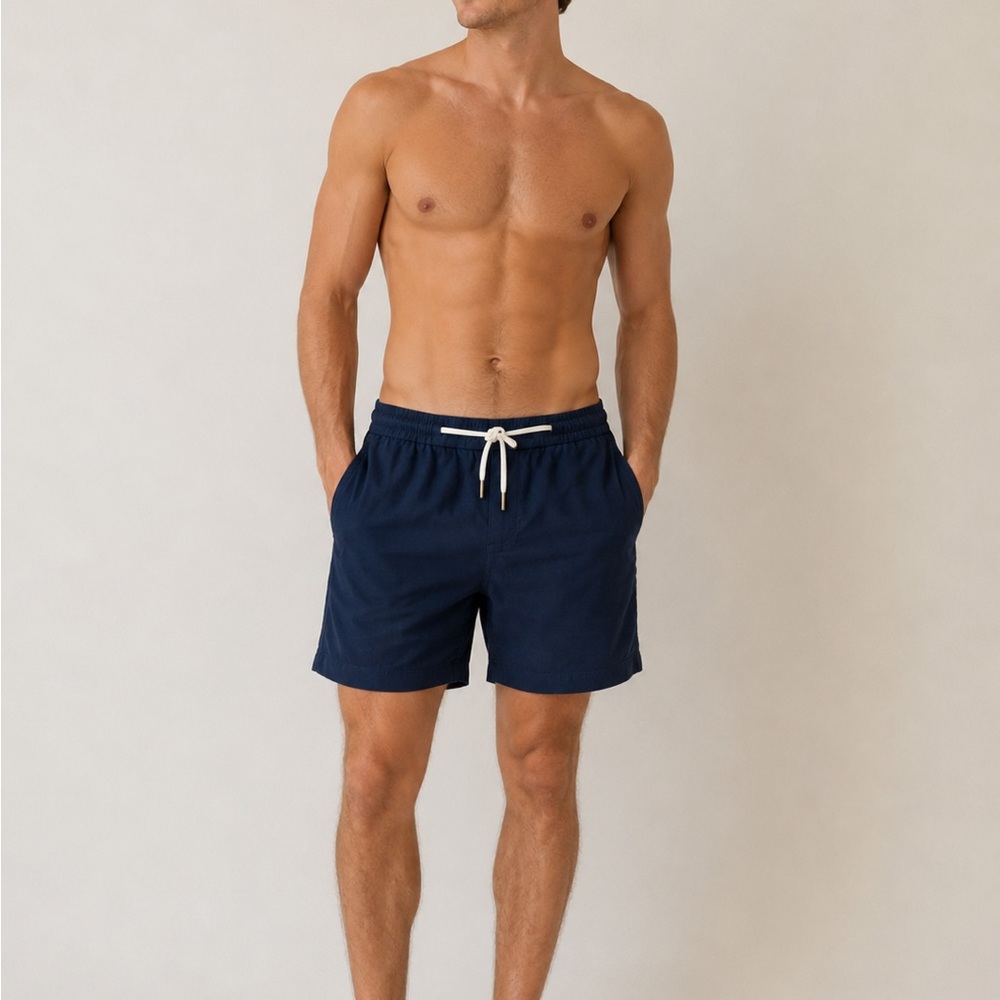 Scotch & Soda Navy shorts NWT ret $128 zipper button elastic drawstring